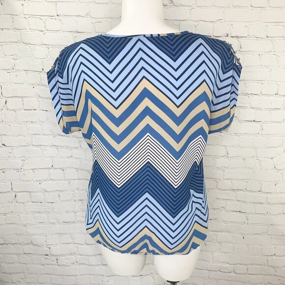 ZAC AND RACHEL BLUE CHEVRON STRIPE SLEEVELESS TOP - XL - Picture 2 of 5